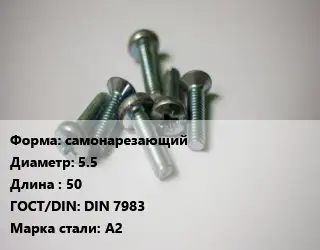 Винт самонарезающий 5.5х50 DIN 7983 Сталь: А2
